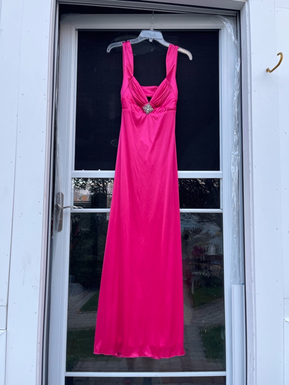B. Smart Hot Pink Maxi Dress with Jeweled Bust